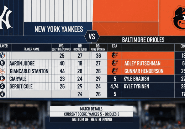 new york yankees vs baltimore orioles match player stats