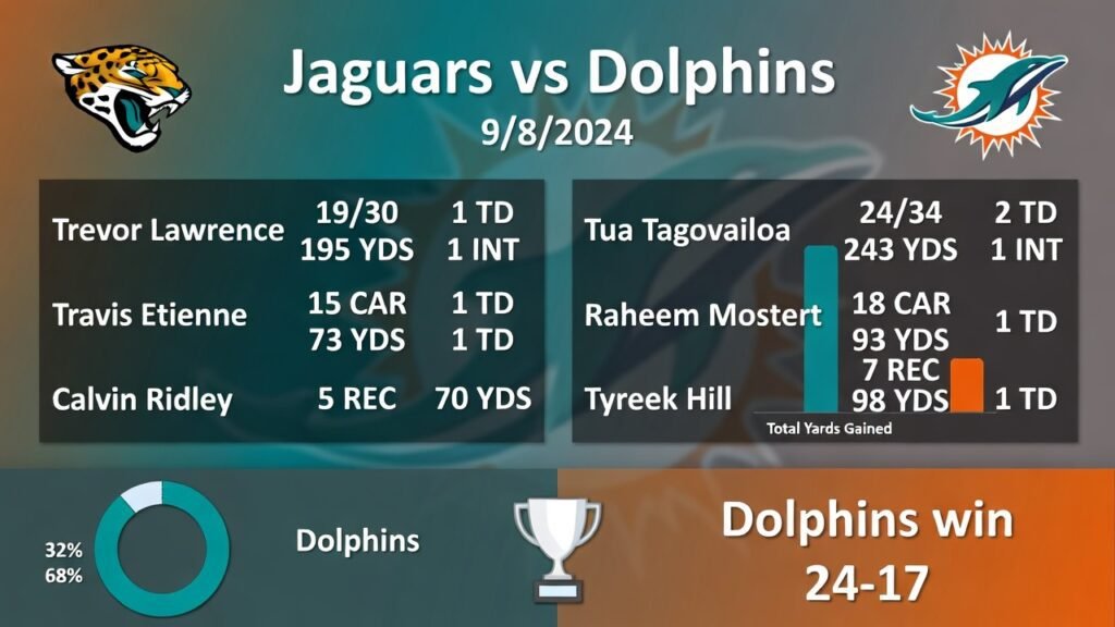 Jacksonville Jaguars vs Miami Dolphins Match Player Stats